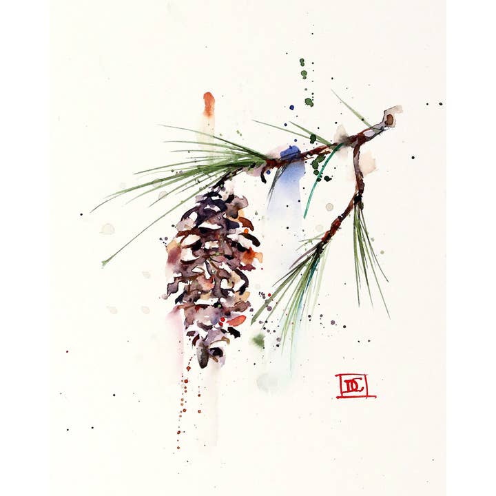 5 x 7" Greeting Card 'WHITE PINE CONE' for wholesale by The Art of Dean Crouser Greeting Cards & Stickers