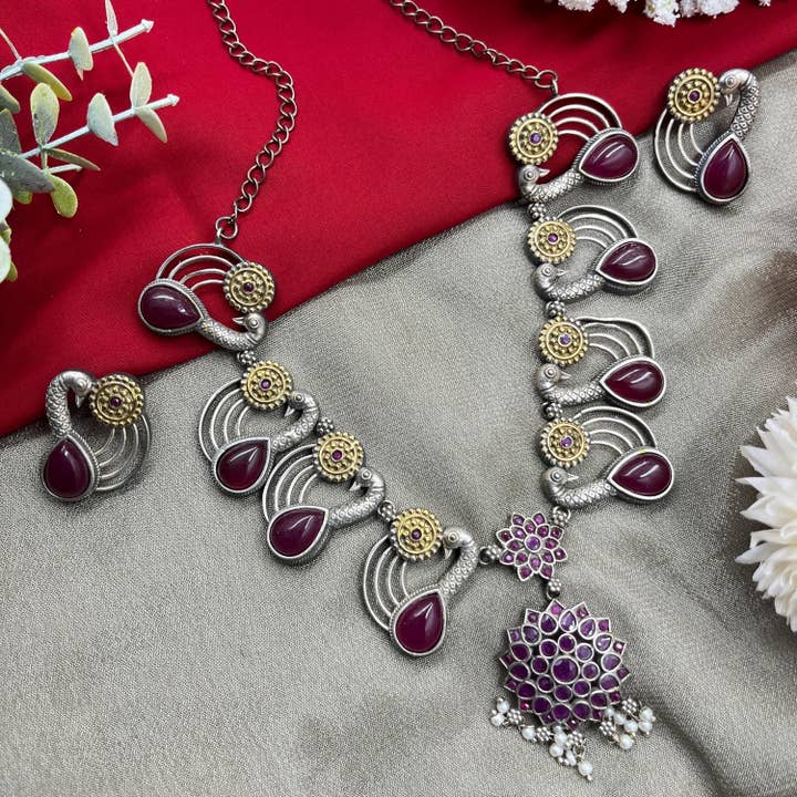 Conjunto de Jóias Colar de Cisne Estilo Boho Antigo por atacado de Vastrabhushan