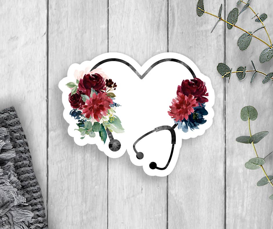 Expression Design Co - Wholesale Sticker - Floral Stethoscope Vinyl Sticker