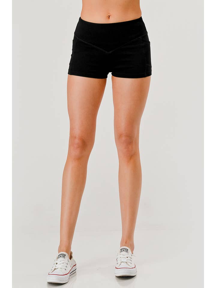 REDFINCH APPAREL INC - Wholesale Athletic Shorts - Women's - Womens V-Waist Biker Shorts With Side Pockets 3