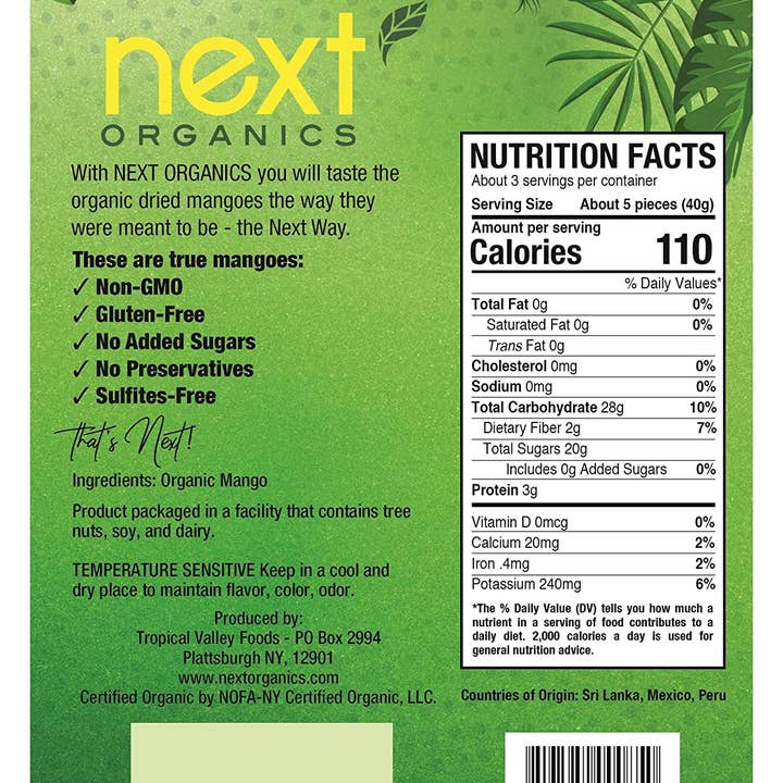Next Organics – Engroshandel Tørret/dehydreret frugt – Økologisk Tørret Mango - 4 oz1