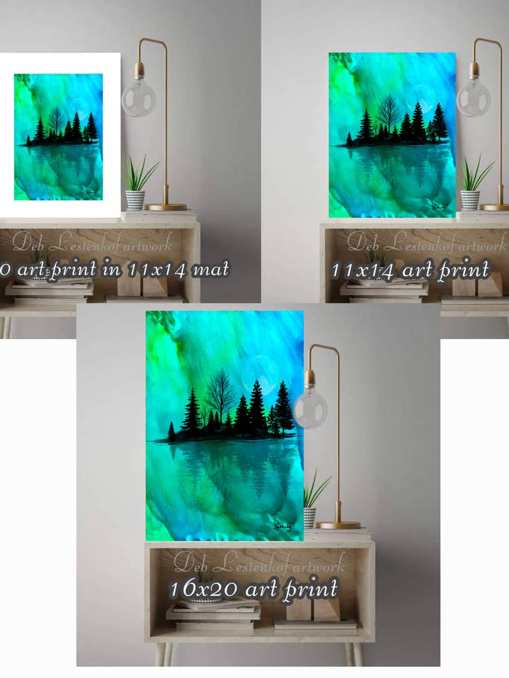 Tirages d'art de paysage de l'artiste à l'encre alcoolisée Deb Lestenkof pour la vente par Deb's Creative Paws