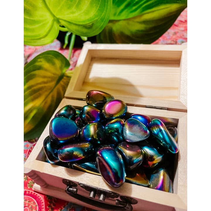 Tumbledshop - Wholesale Spiritual Stone/Crystal - Rainbow Aura Quartz Stone, Titanium Tumbled Stone, Crystal1