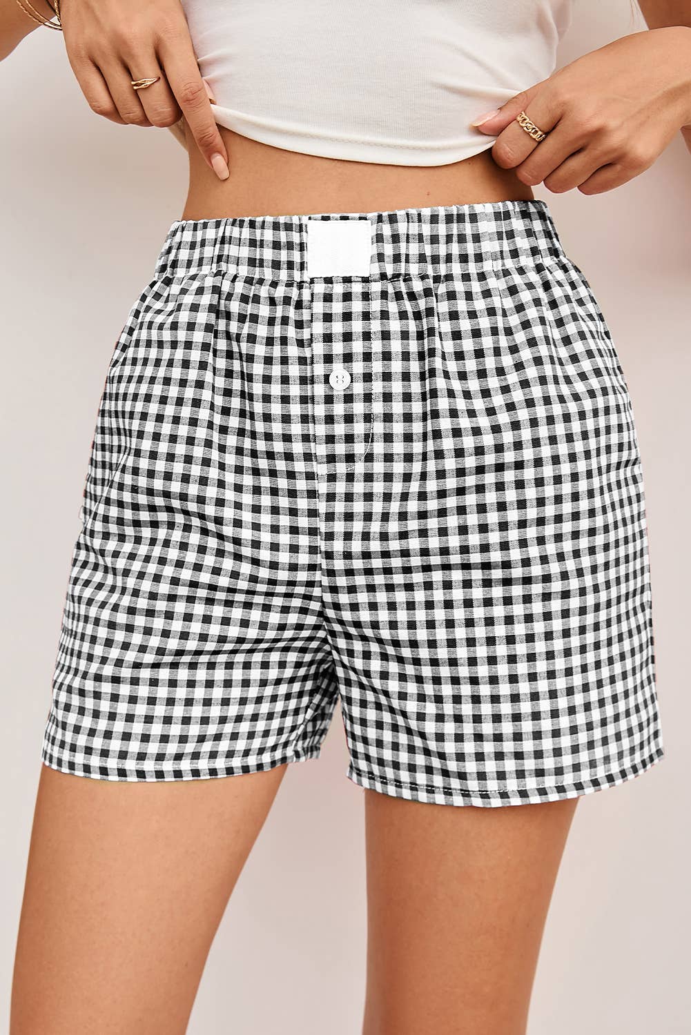 Lovesoft - Wholesale Shorts - Women's - Red Plaid Gingham Printed High Waist Shorts12