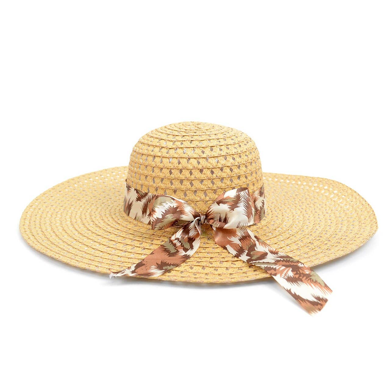 Selini New York - Wholesale Straw Hat - Women's - Women's 4.25" Brim Tan Bow Brown Floppy Hat1