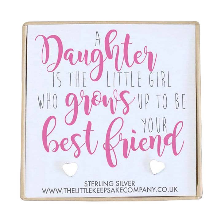 Sterling Silver hjärta citat örhängen - en dotter är den lilla flickan för wholesale av The Little Keepsake Company