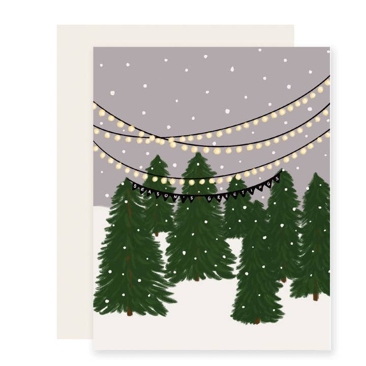 Season's Greetings Trees | Snowy Tree Holiday Card for wholesale by Slightly Stationery