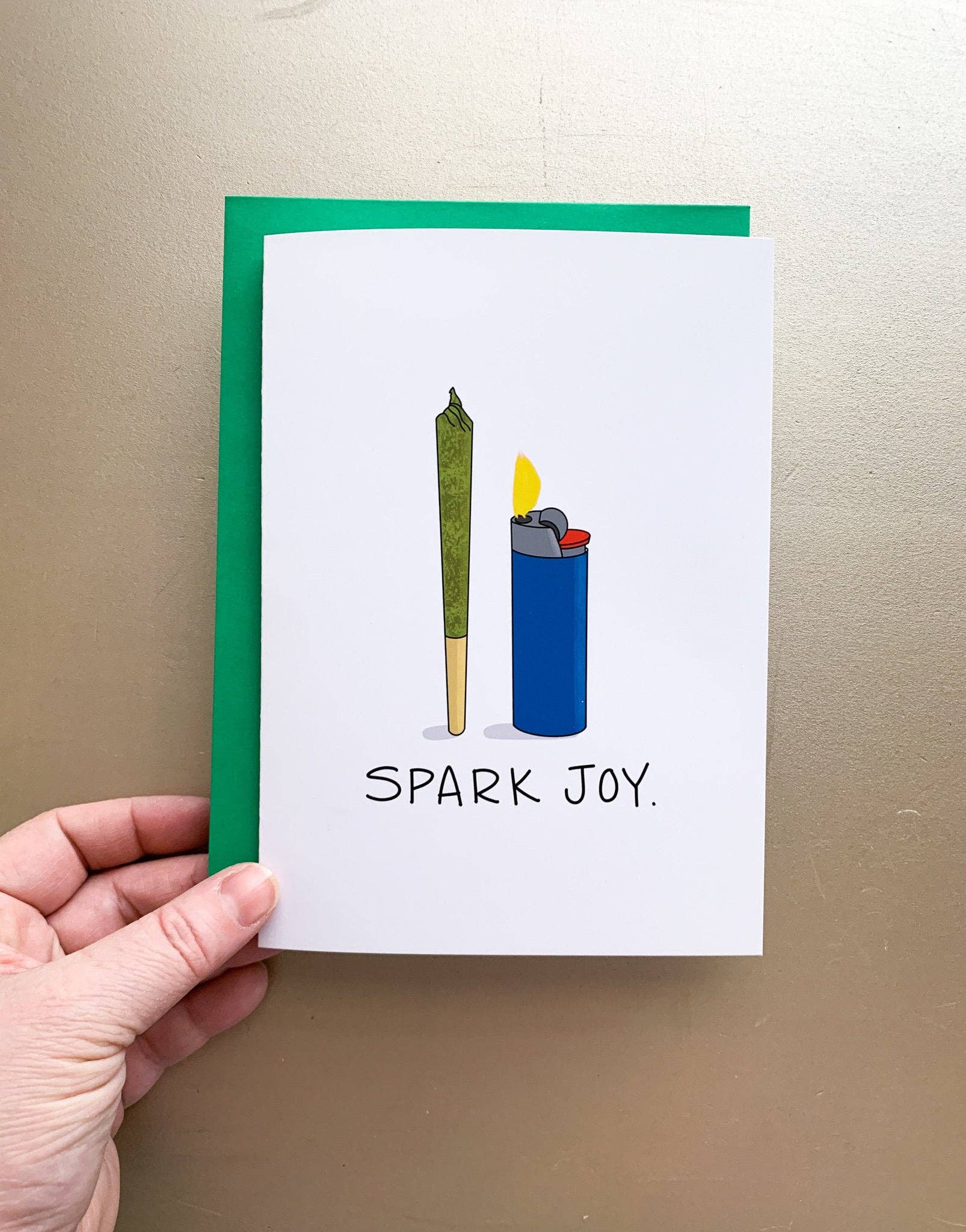 Stone Donut Design, LLC – wholesale Vardagliga hälsningskort – Spark Joy Marie Kondo KonMarie Handgjort Cannabiskort9