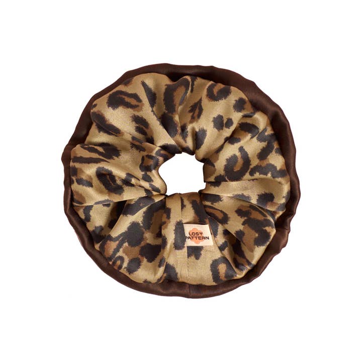 "Spot Chic" Oversized Silk Scrunchie - Classic Leopard for wholesale by Lost Pattern NYC
