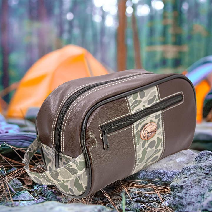 Zep-Pro - Wholesale Toiletry Bag - Men's - Bass Brown Pebble Old School Camo Men's Toiletry Dopp Bag.8