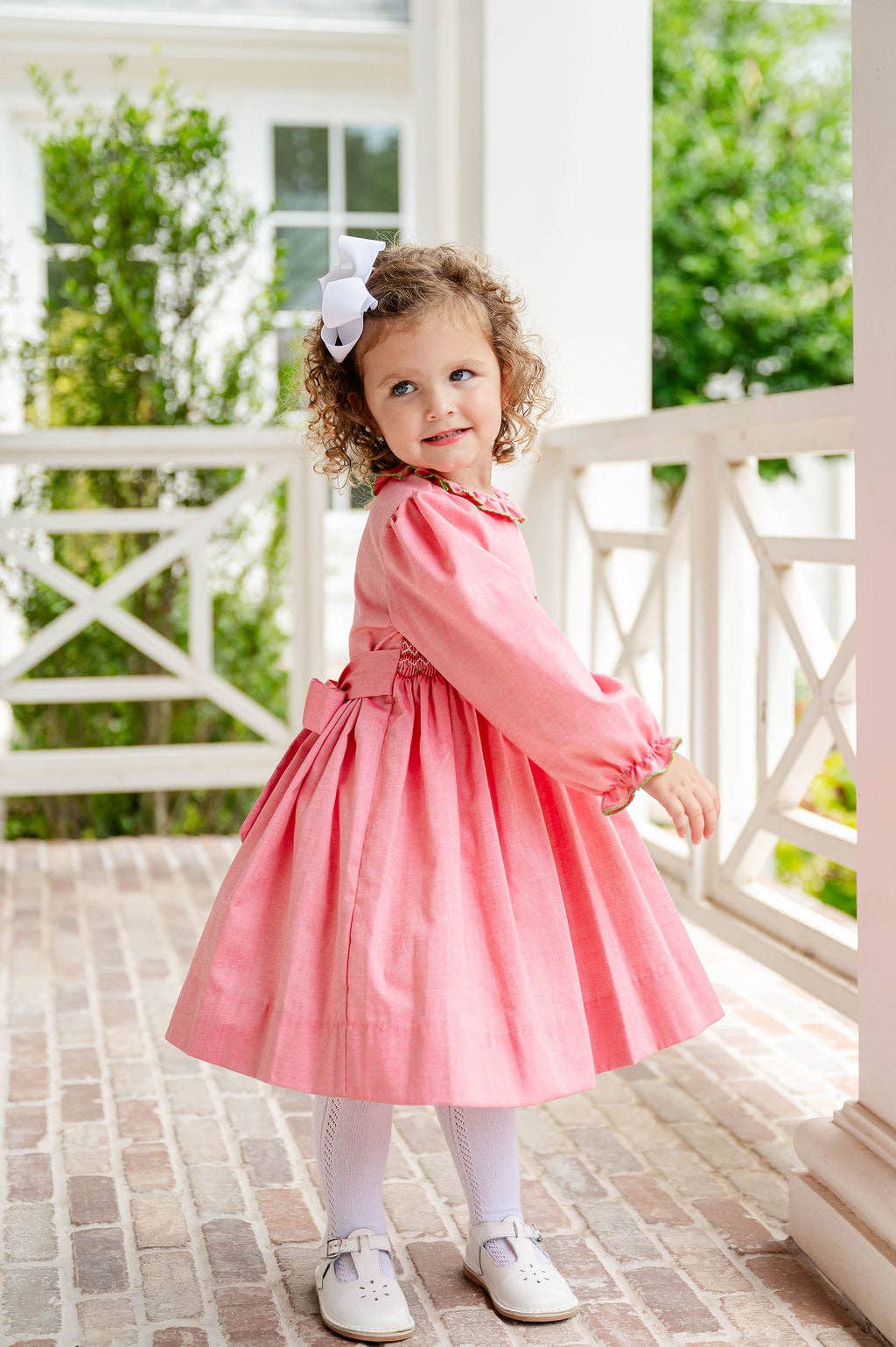 Ruth and Ralph - Wholesale Dress - Kids - Festive Red and Green Smocked Charlotte Dress8