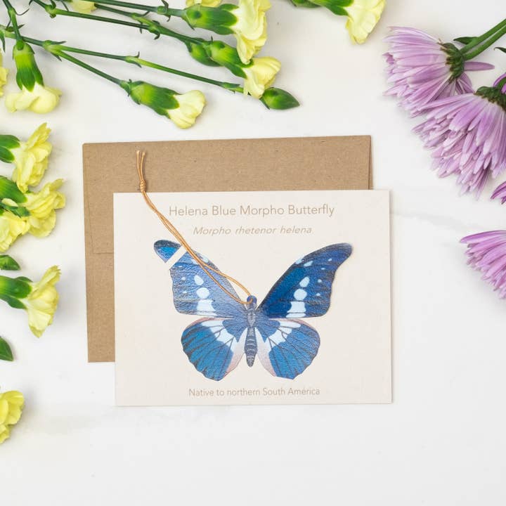 Tulia's Artisan Gallery - Wholesale Bookmark - Blue Morpho Butterfly Ornament + Notecard5