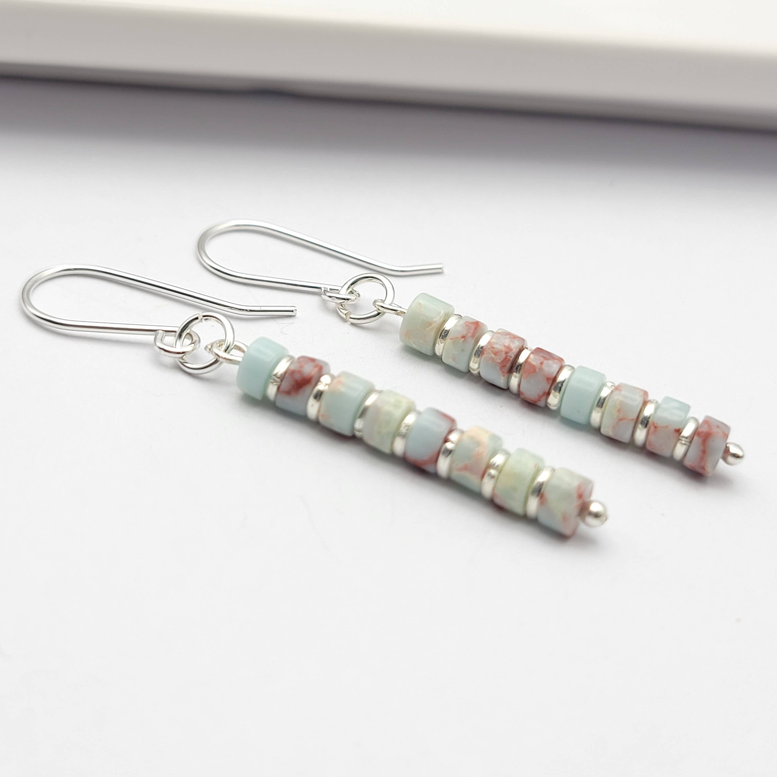 Bijou by SAM - Wholesale Dangle Earrings - Light Blue Aqua Terra Jasper Dangle Earrings1