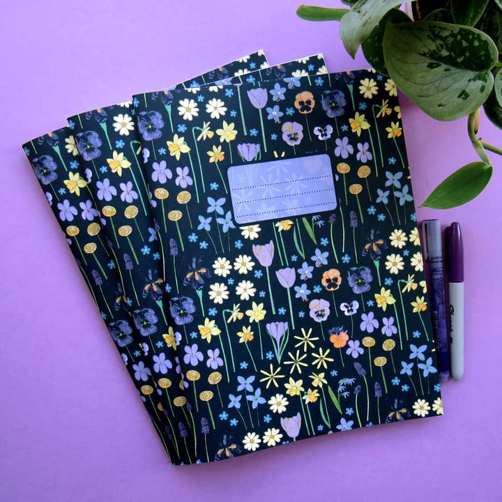 Spring Florals A4 Notebook for wholesale by Kathryn Churn Designs