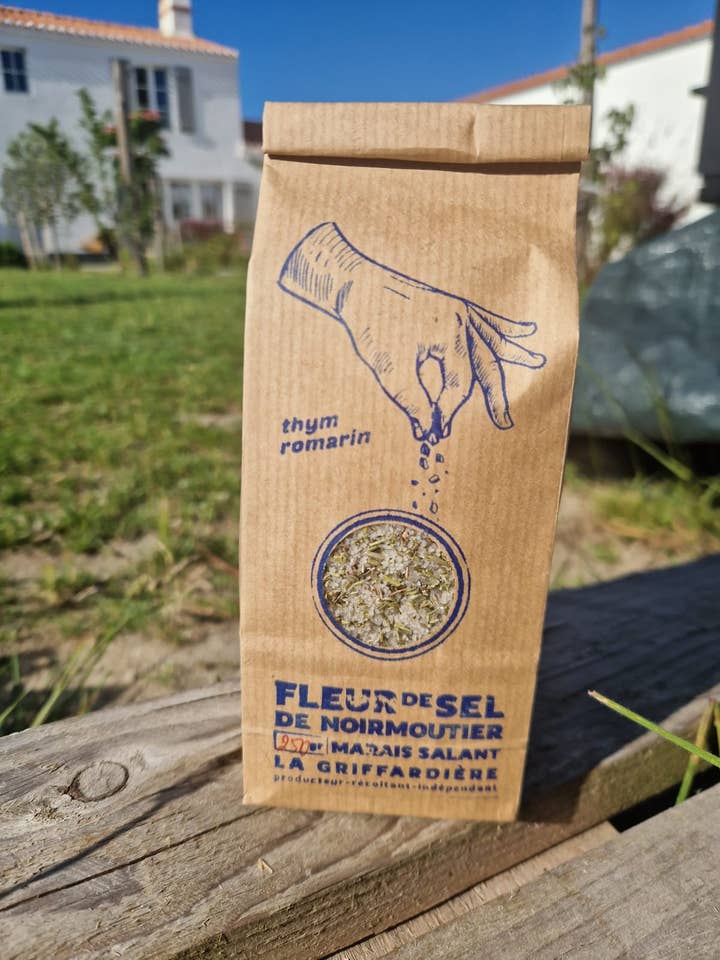Fleur de Sel Timo/Rosmarino 250GR per la vendita all'ingrosso da parte di Marais Salants la Griffardière