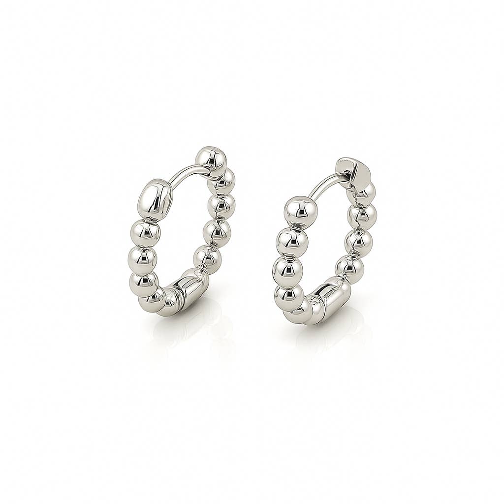 Sedy Jewelry - Wholesale Hoop Earrings - Sterling Silver Bubble Hoop Earrings Rhodium Plated 1.6 cm
