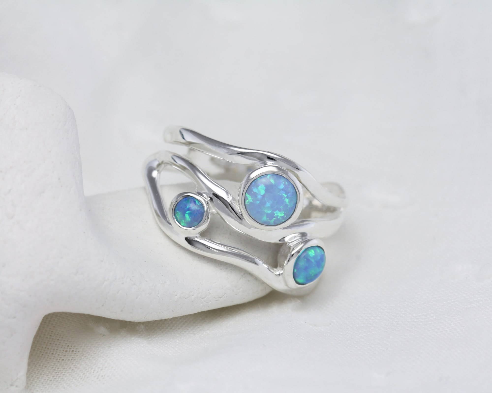 Banyan Jewellery - Wholesale Multi-Stone Ring - Handmade Three Opalite Sterling Silver Ring9