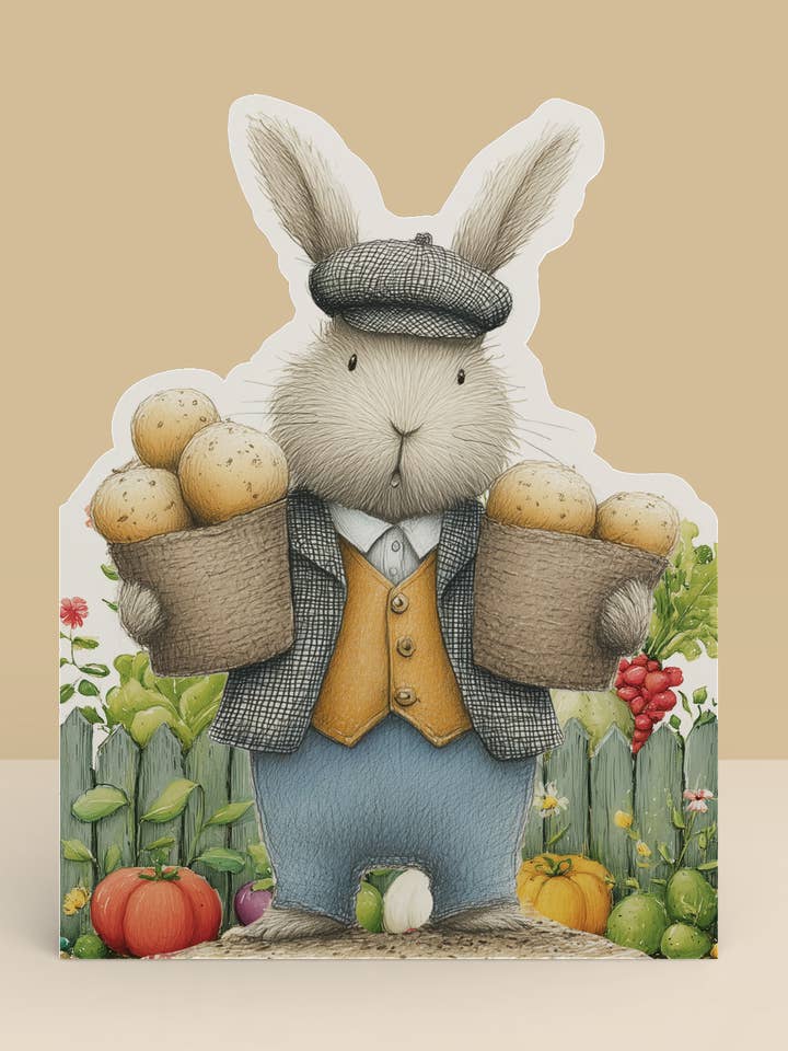 Gardening Greeting Card, Die-cut: 'The winning potato' for wholesale by Under the Oak Tree