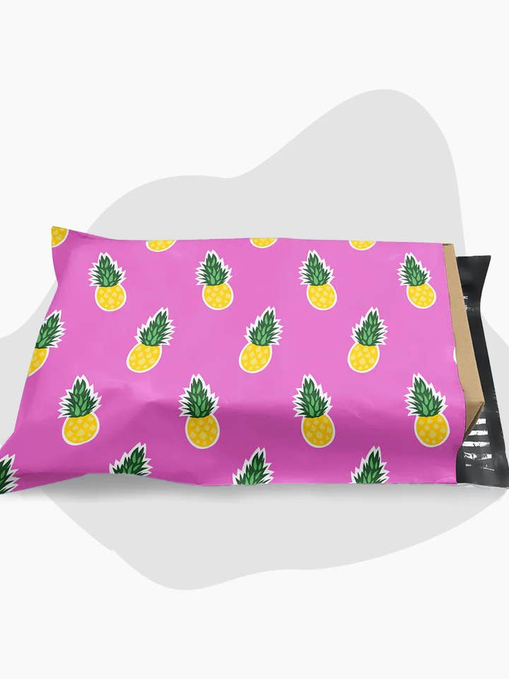 10x13 enveloppen met plastic zak met roze ananas | RADYAN voor wholesale door Radyan
