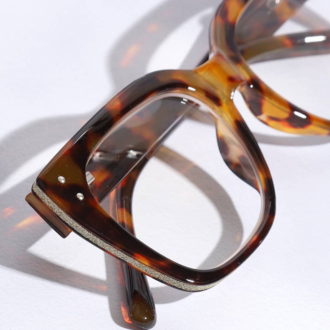 12 ASSORTEREDE FARVER Bred ramme Glitter Side Fashion læsebriller for engroshandel på Faire12