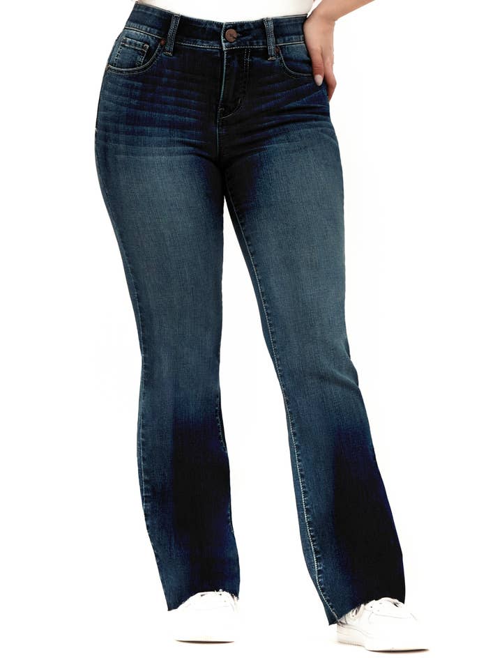 30" Mid-Rise Slim Boot Jean w/ Ab-Solve & Raw Hems in Lennox for wholesale by 1822 Denim