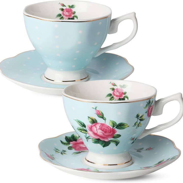 Brew To A Tea – Conjunto de chá por atacado – Conjunto de Chá Floral BTaT - 4 Chávenas, Bule, Leiteira e Açucareiro6