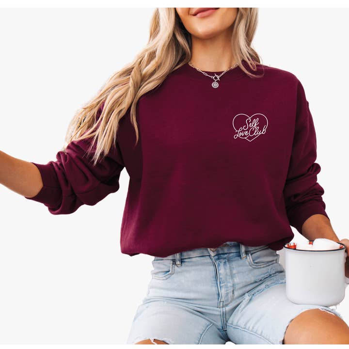 P E T I T R U E - Vente Sweat-shirt – femme - Sweat-shirt brodé Club de l'amour de soi Saint-Valentin4