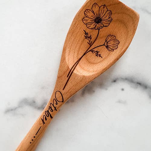 Wood & Ash - Wholesale Kitchen Spoon - Birth Flower Wooden Cooking Spoons9