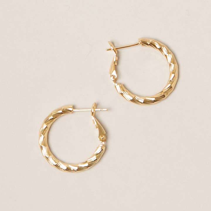 Fashion City - Wholesale Hoop Earrings - XXS-14K Gold Dipped Twisted Omega Closure Hoops