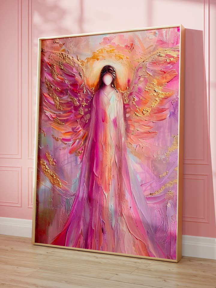 "Hjärteöppning" – Andlig ängelduk i rosa, turkos för wholesale av Seelenzauberstudio