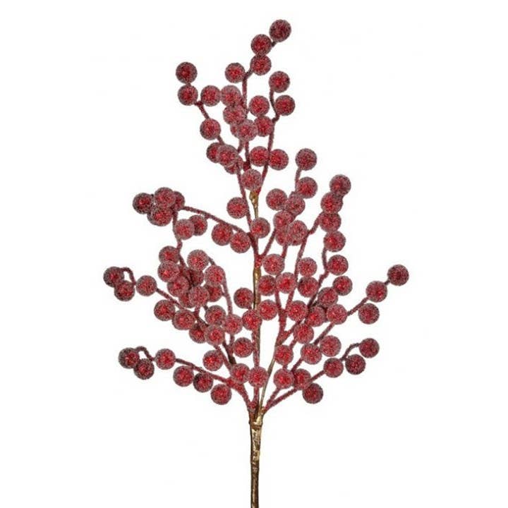 Artificial Iced Burgundy Red or Copper Gold Berry Spray- 29" for wholesale by Will's Company