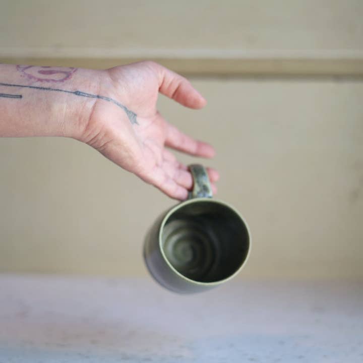 Gravesco Pottery - Wholesale Coffee Mug - Smooth Handmade Pottery Mug | Sage Green1