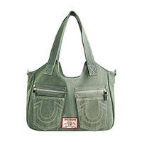 True Religion Horseshoe Stitch Sage Satchel, Sage for wholesale by Concept One