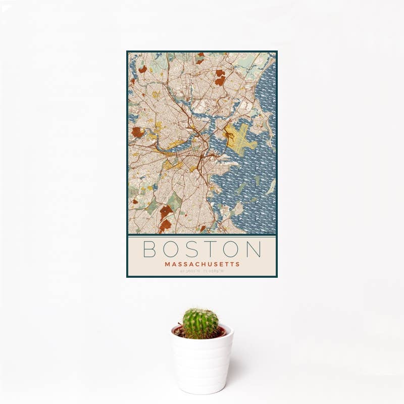 JACE.design - Wholesale Art Print - Boston MA Map Print Woodblock0
