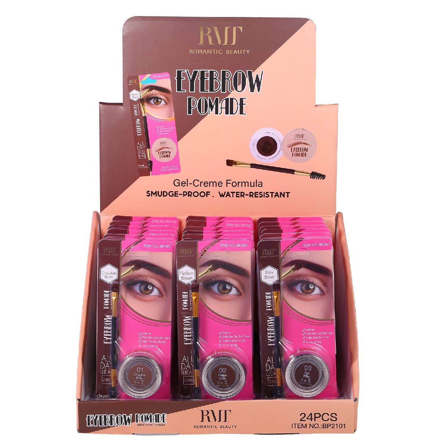 Diacly – wholesale Eyebrow pencil/filler – 24 PC 3 Shades Eyebrow Pomade Gel0