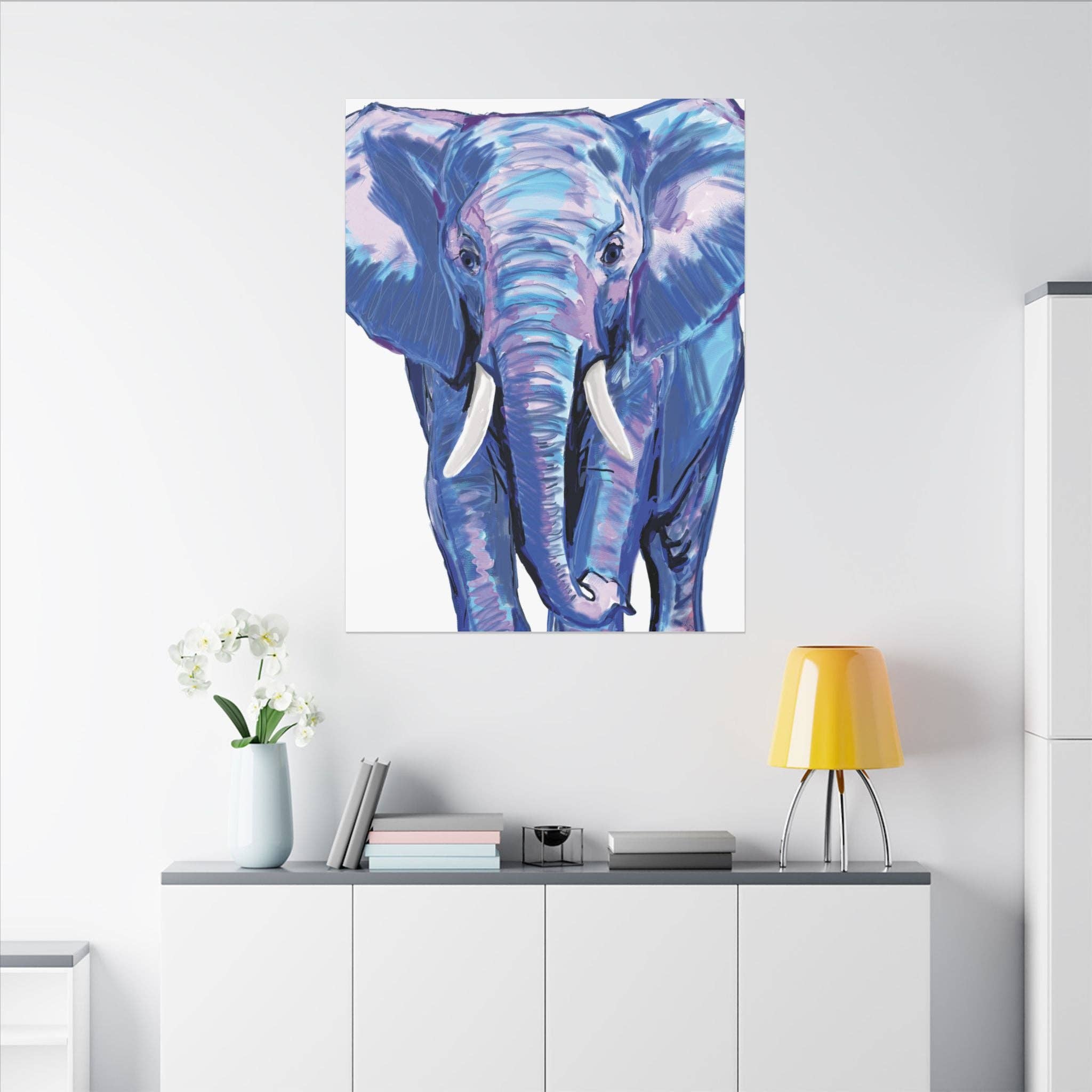 Blue Cava - Wholesale Art Print - Blue and Pink Elephant Canvas Art - Colorful Elephant Wall Décor68