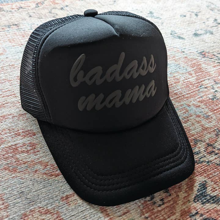 P E T I T R U E - Wholesale Trucker Hat - Women's - Badass Mama Trucker Hats for Women Puff Print Mom