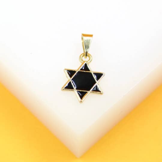Ciondolo a forma di stella di David in smalto nero laminato in oro 18 carati per la vendita all'ingrosso da parte di MIA Jewelry