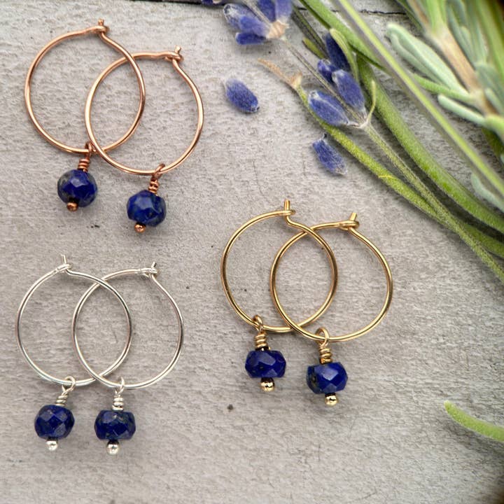 Brincos de Argola com Pingente de Lápis Disponíveis em Prata de Lei 925 Maciça, Ouro Amarelo ou Rosa de 14k. por atacado de Sunlight Silver Jewelry