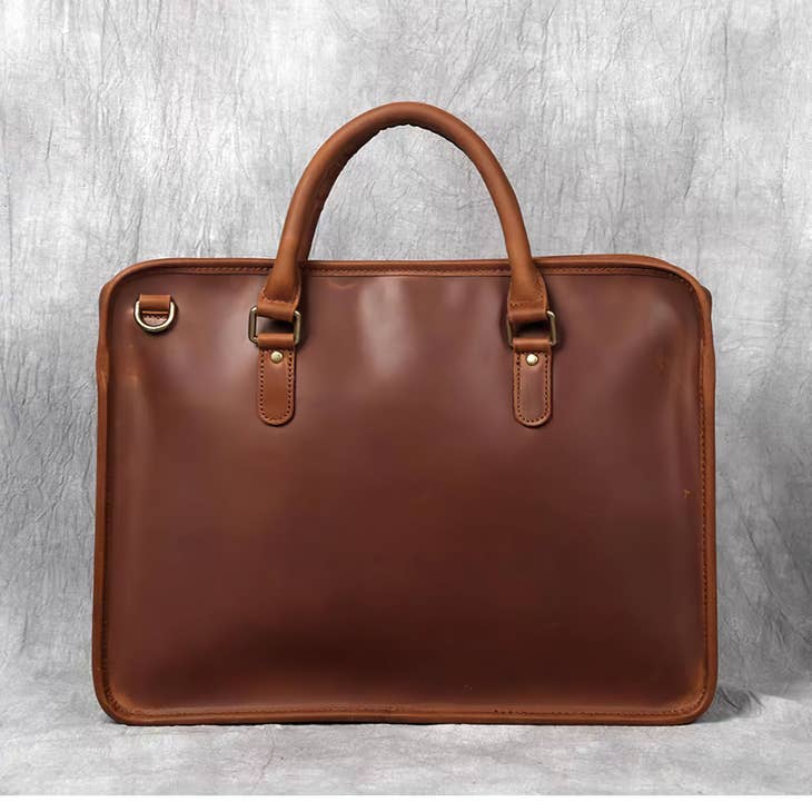 Steel Horse Leather The Gustav Large Capacity Vintage Leather Messenger Bag - Brown