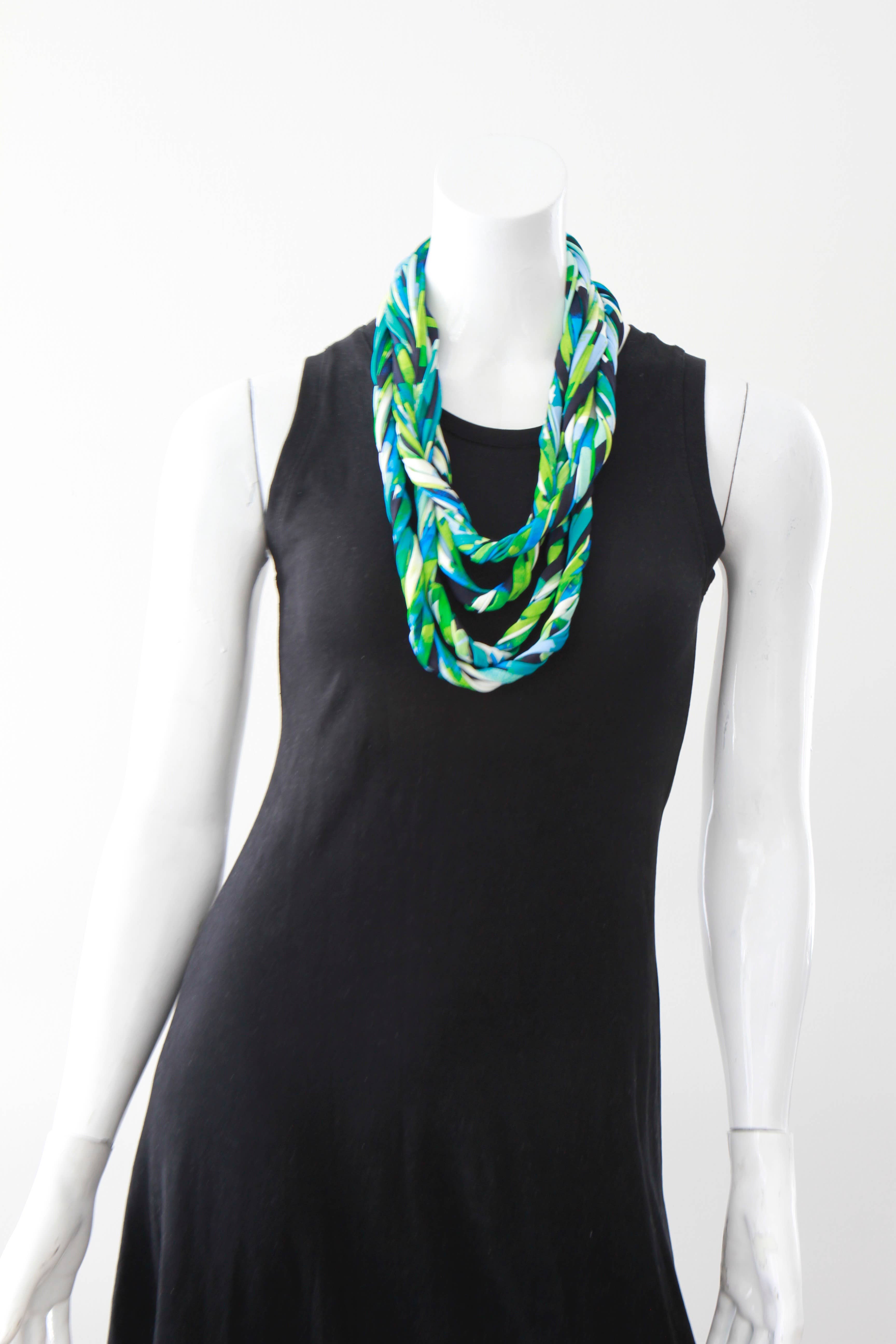 Necknots - Wholesale Scarf - Women's - Infinity Scarf or Necklace in Green and Navy 'Ocean Spray'3