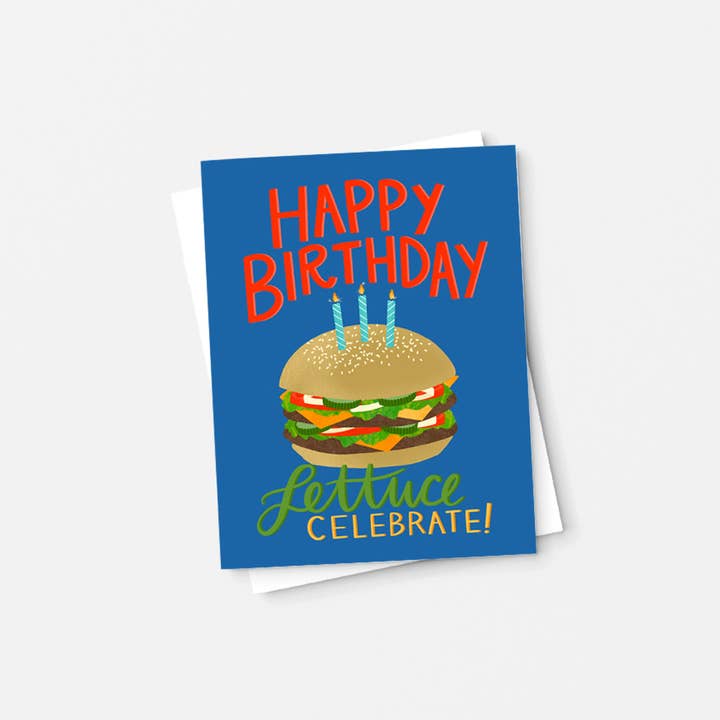 Lettuce Celebrate, Cheeseburger, Guy's Birthday Card per la vendita all'ingrosso da parte di Pen & Paint
