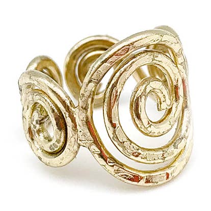 Guldpläterad Justerbar Ring - Spiral Cirklar för wholesale av Anju Jewelry