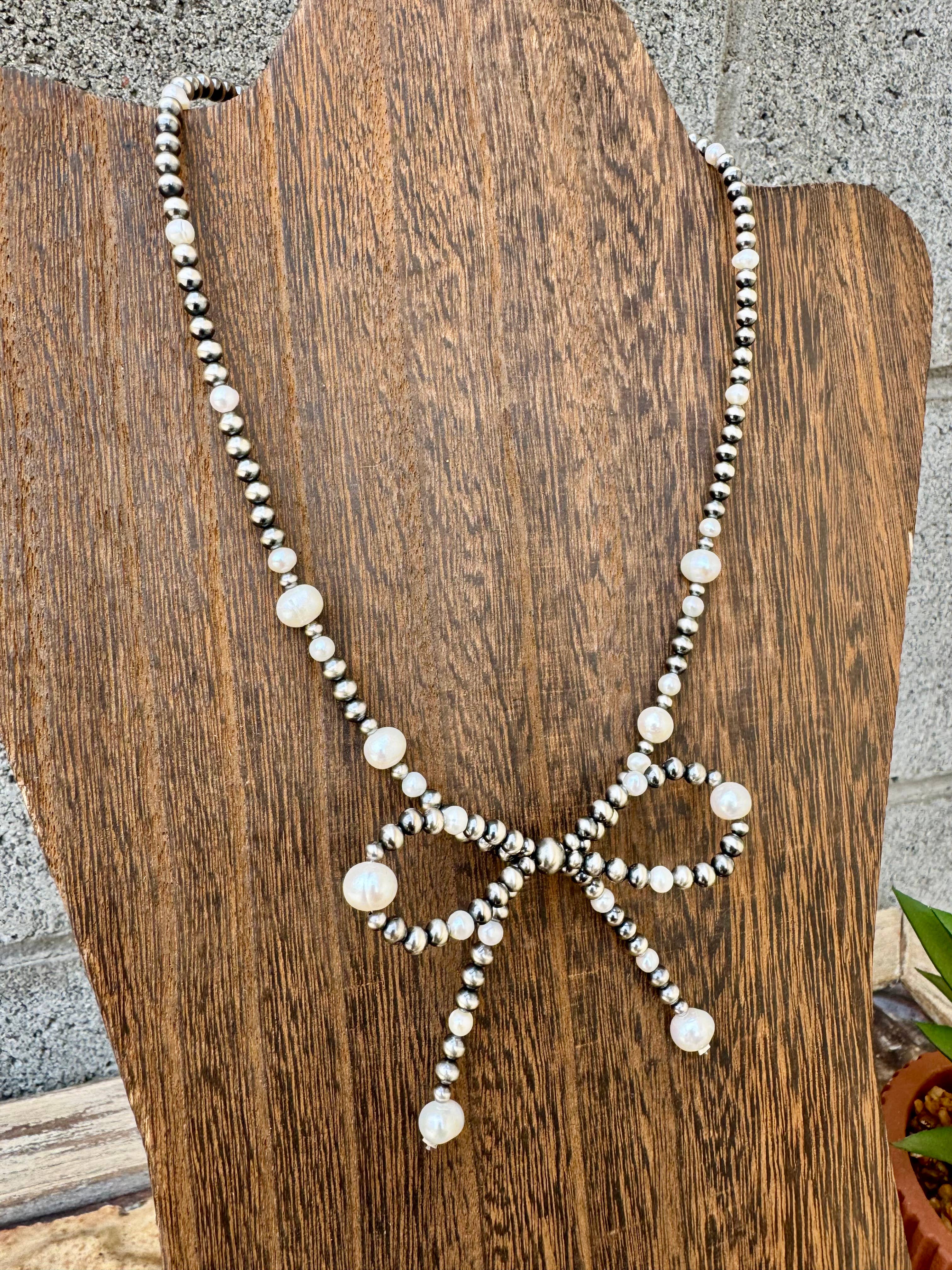 Wild Hancock Creations - Wholesale Beaded/Pearl Necklace - Navajo Pearl Bowtie Necklace/Western Necklace/Sterling 1