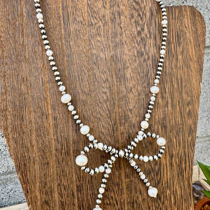 Wild Hancock Creations - Wholesale Beaded/Pearl Necklace - Navajo Pearl Bowtie Necklace/Western Necklace/Sterling 1
