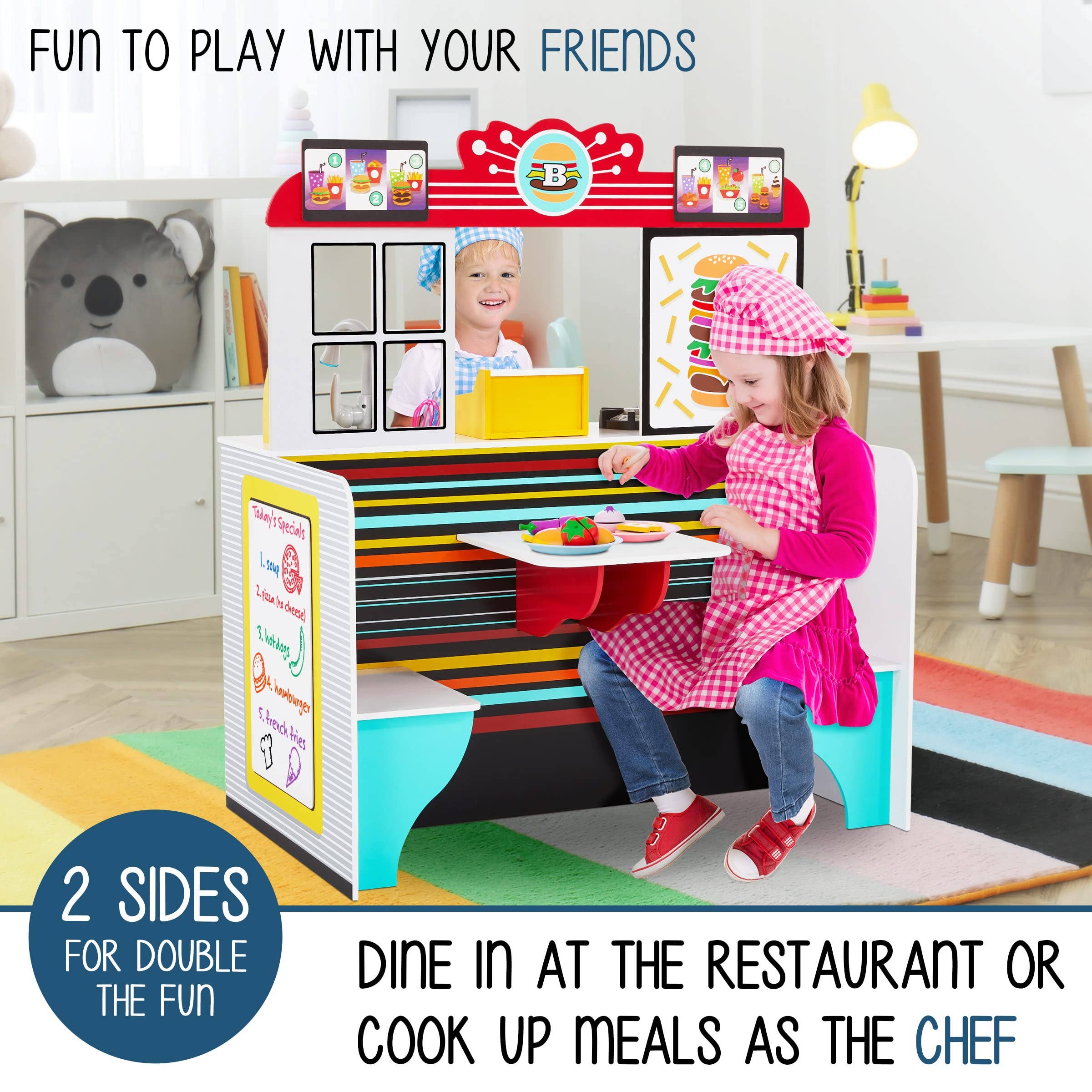 Jumbl - Wholesale Toy Set - Kids - Double-Sided Kids Restaurant Playset, Diner Play Pretend Set1