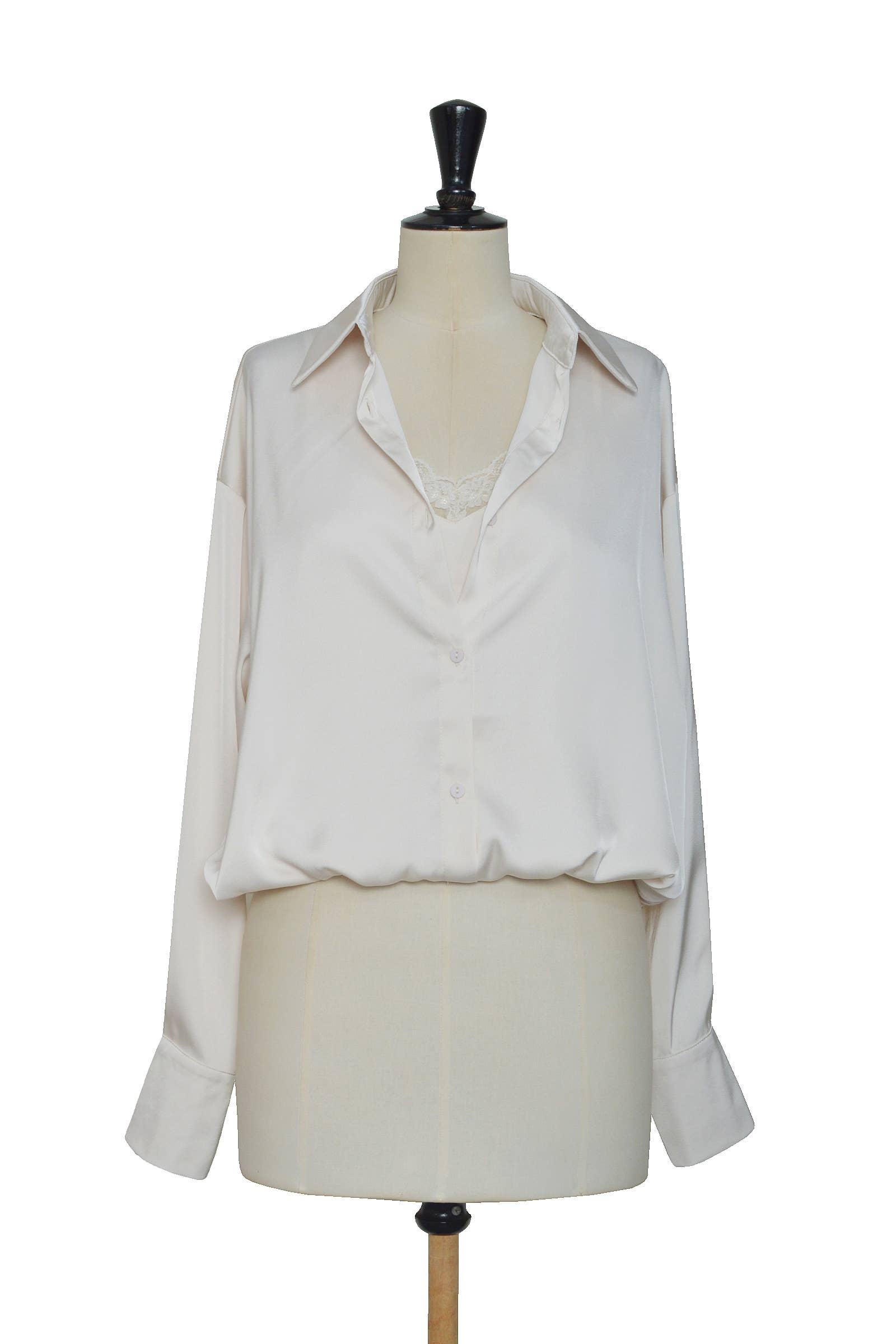 ELLI WHITE - Wholesale Blouse - Women's - Satin blouse with 2-in-1 effect and integrated lace camisole9