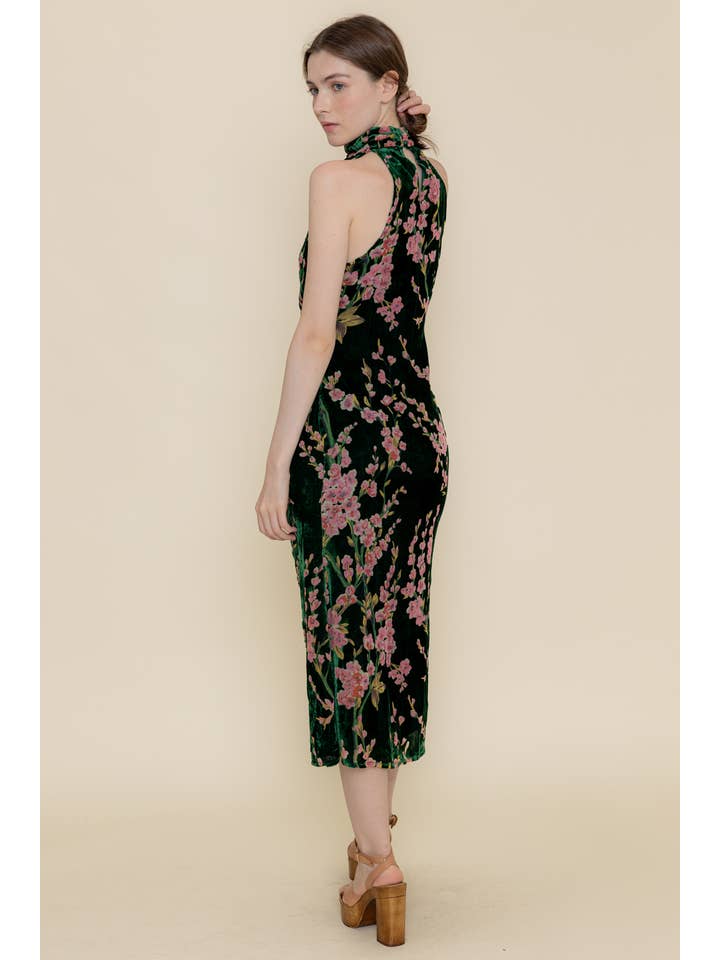 CLASSY CHERRY BLOSSOM FLORAL VELVET MINI DRESS-DI9247FO for wholesale on Faire