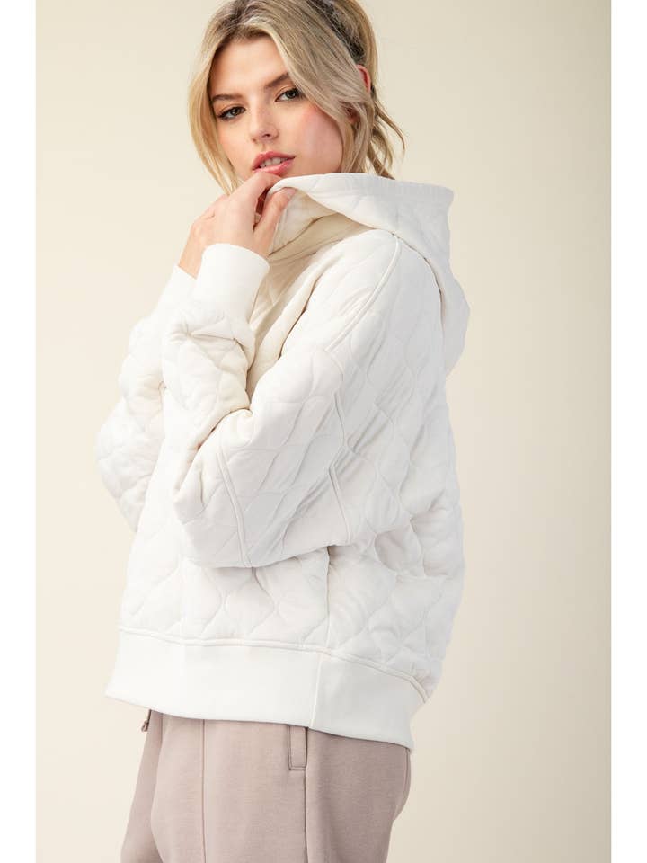 Rae Mode - Wholesale Hoodie - Women's - QUILTED QUARTER ZIP HOODIE JACKET