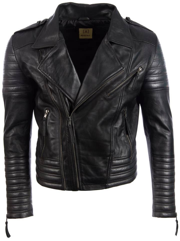 Aviatrix – Großhandel Lederjacke – Herren – SDTM Bikerjacke für Herren, Schwarz